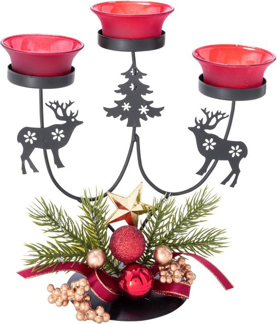 Teelichthalter Weihnachts-Eleganz von viva domo in Mehrfarbig aus Metall - Bild 1