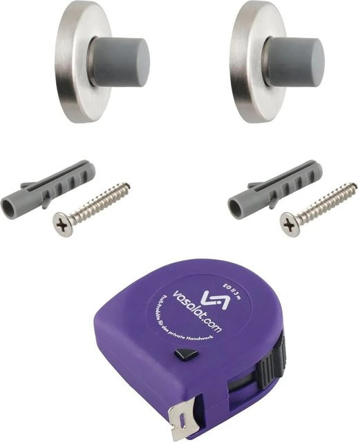 vasalat Türstopper Wandmontage mit Dämpfer aus Edelstahl in Silber Matt, Durchmesser: 20 mm, Länge: 28 mm - Bild 1