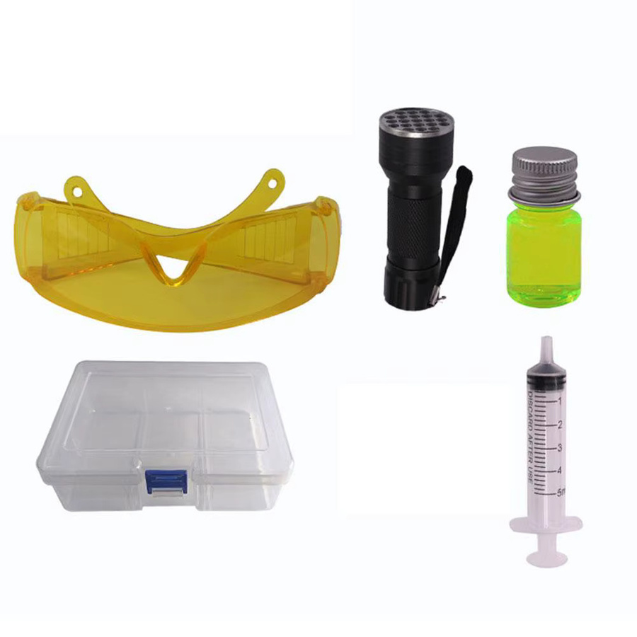 UV-Lecksuchset mit 12 LED UV-Taschenlampe und Schutzbrille in Gelb zur Lecksuche bei Auto-Klimaanlagen - Bild 5