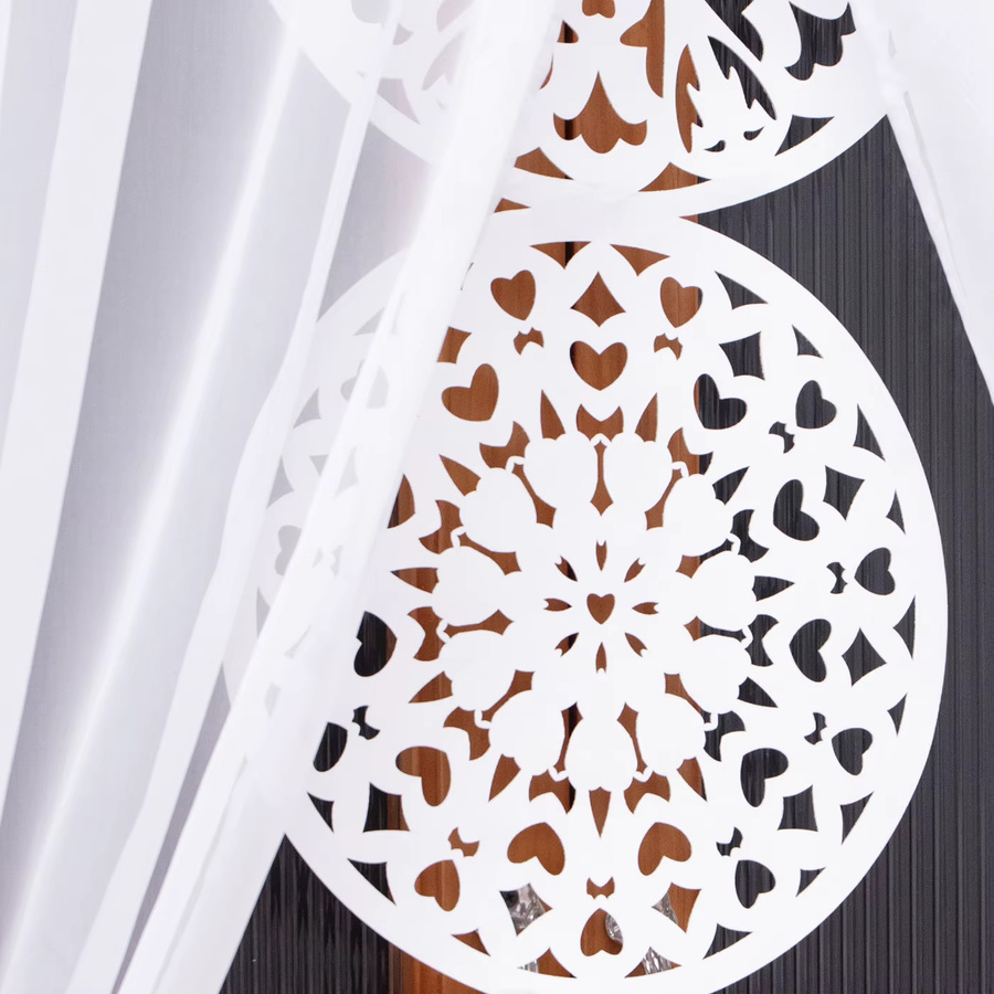 2er-Set FLYINGCURTAINS transparente Chiffon-Vorhänge in Weiß mit Traumfänger-Anhänger und Stangeneinsatz im Boho-Stil - Bild 2
