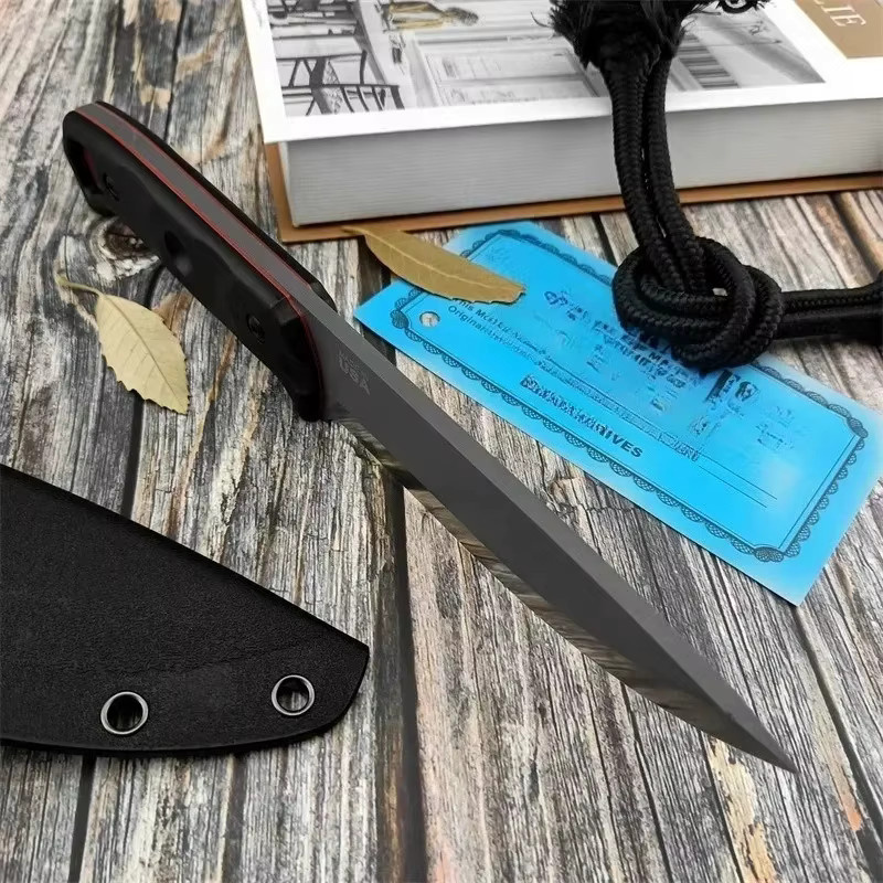 Brakimo EDC Feststehendes Messer mit D2-Klinge in Schwarz inklusive Scheide für Outdoor, Camping und Angeln - Bild 4