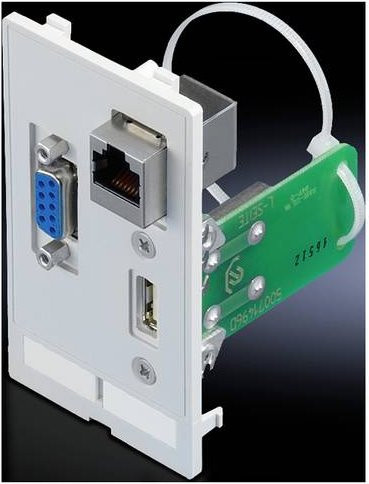 Rittal SZ 2482.570 Schnittstellenklappe mit USB-A, RJ45 und SUB-D 9 in Graphitgrau (RAL 7024) - Bild 1