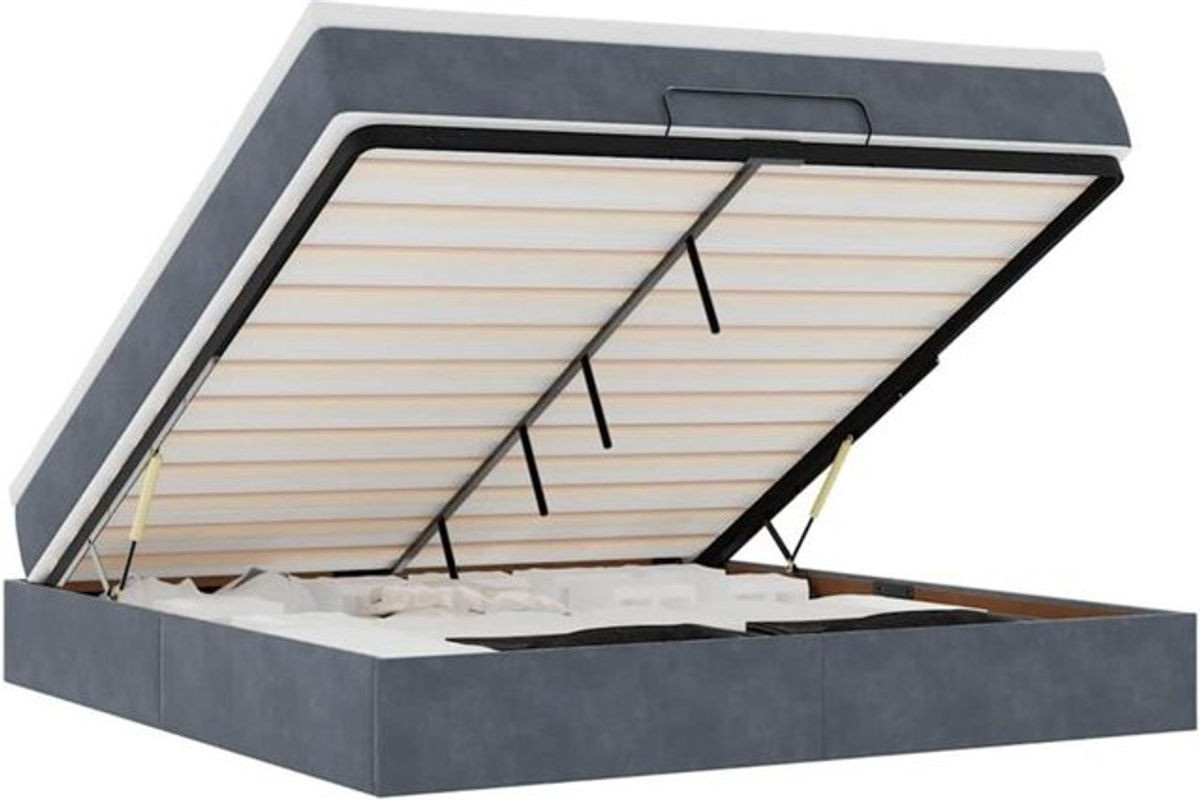 vidaxl Ottoman Polsterbett mit Matratze aus Samt in Dunkelgrau B/T/H: 180 x 200 x 23,5 cm - Bild 1
