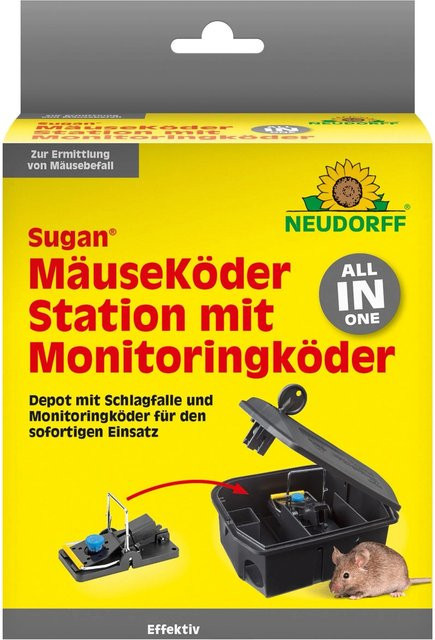 Neudorff Mäuse-Köderstation mit Sugan Monitoringköder in Grün und Gelb - Bild 1