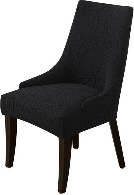 Schmutzabweisender Blatt Jacquard Stuhlbezug in Schwarz, Waschbare Stuhlhusse für Sessel und Bankett-Dekoration - Bild 1