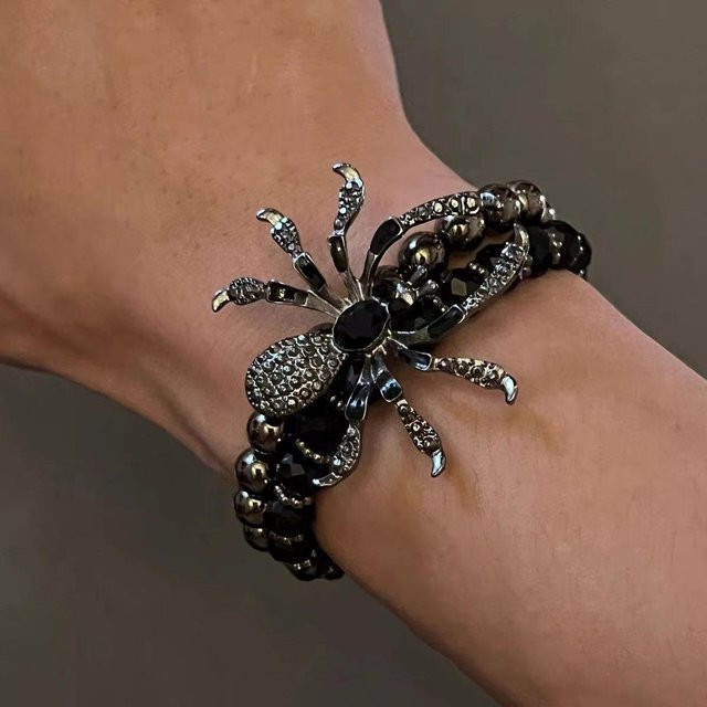 Armband, Spinnennetz-Charm, Schwarz, Zinklegierung, Unisex - Bild 1