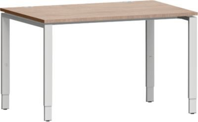 Schäfer Shop Genius Schreibtisch Modena Flex, höhenverstellbarer Schreibtisch in Eiche-Dekor und Weißaluminium, B 120 cm, T 80 cm, H 65-85 cm - Bild 1