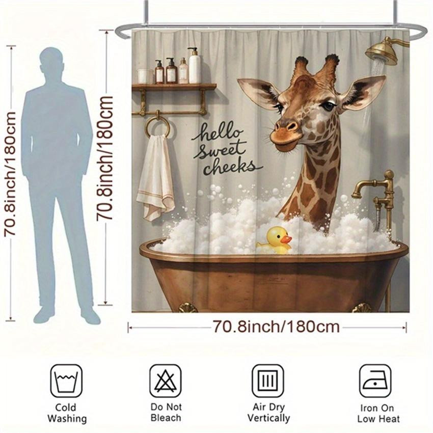 Duschvorhang Giraffe & Ente mit Hello Sweet Cheeks Design, Polyester, Mehrfarbig, B: 90 cm, H: 180 cm - Bild 2