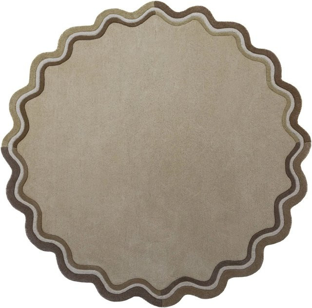 Flair Rugs Wollteppich Leo Border rund in Beige mit Durchmesser: 180 cm - Bild 1