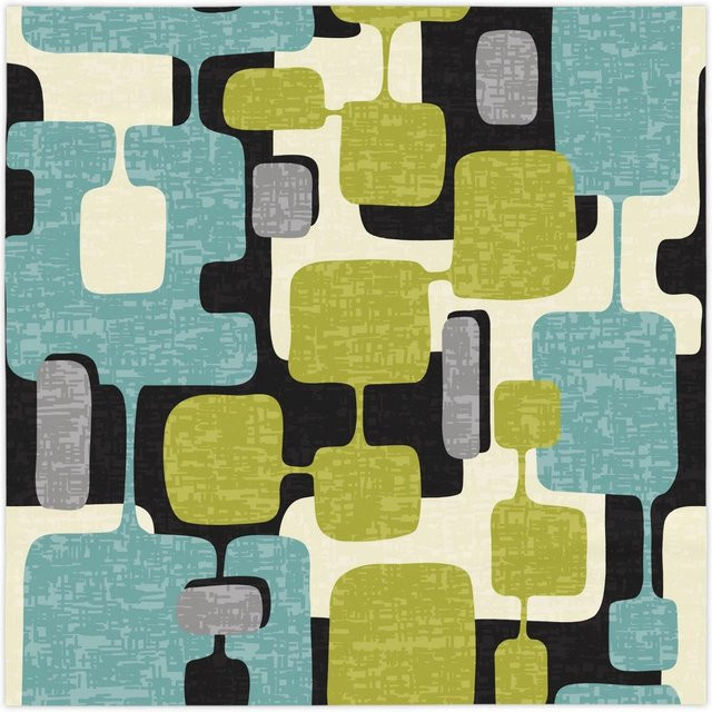 Quadratische Tischdecke JINGYUE Pet im Mid Century Modern Retro Stil mit geometrischem Muster, Mehrfarbig, B/T: 152 x 152 cm - Bild 1