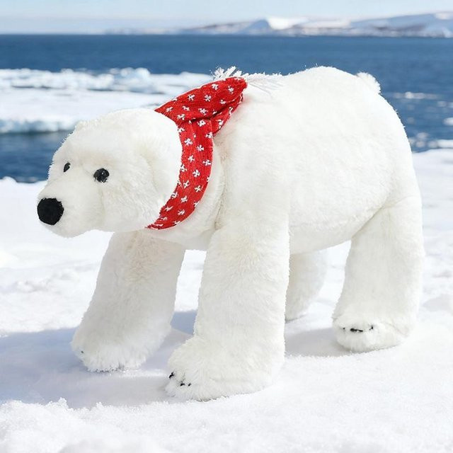 Wucifang Bags Eisbär Plüschkissen, Stofftier mit Schal, 45cm - Bild 1