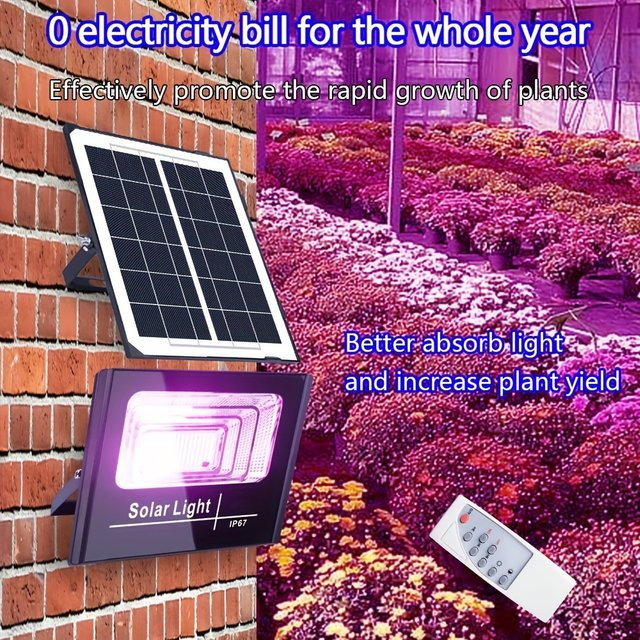 Leclstar 35W Solar Pflanzenlampe mit Fernbedienung, Vollspektrum LED Solar Flutlicht, wasserdicht für Blumen, Gemüse und Sukkulenten - Bild 1