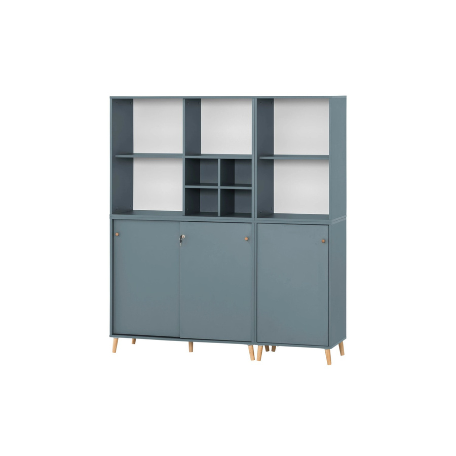 PROREGAL Jaguar Set Aktenregal und Aktenschrank mit Regalkreuz in Blau und Eiche - Bild 2