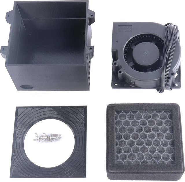Blurolls Aktivkohle-HEPA-Filterset für Prusa Core One 3D-Drucker in Schwarz zur Lüfter- und Geruchskontrolle sowie Staubentfernung - Bild 1