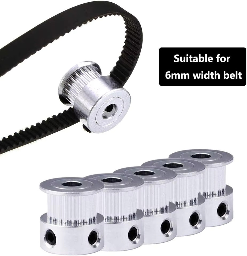 AOKIN GT2 Zahnriemenscheibe aus Aluminium mit 20 Zähnen und 5 mm Bohrung für 6 mm Riemen, 10 Stück, Silber - Bild 3