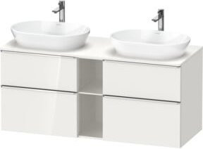 Duravit Waschtischunterschrank D-Neo in Weiß Hochglanz, Wandmontage mit 2 Türen und offenen Regalfächern, B/T/H: 140 x 55 x 66,4 cm - Bild 1