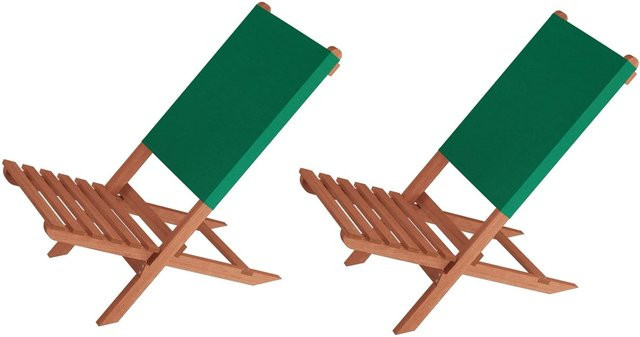 Erst-Holz Doppelpack Anglerstuhl und Gartenklappstuhl aus massiver Buche mit grünem Stoffbezug - Bild 1
