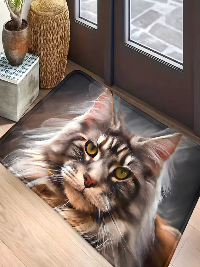 VIKAMA Maine Coon Katzenteppich im nordischen Stil, rechteckige haustierfreundliche Matte mit rutschfester Basis, mehrfarbig - Bild 7