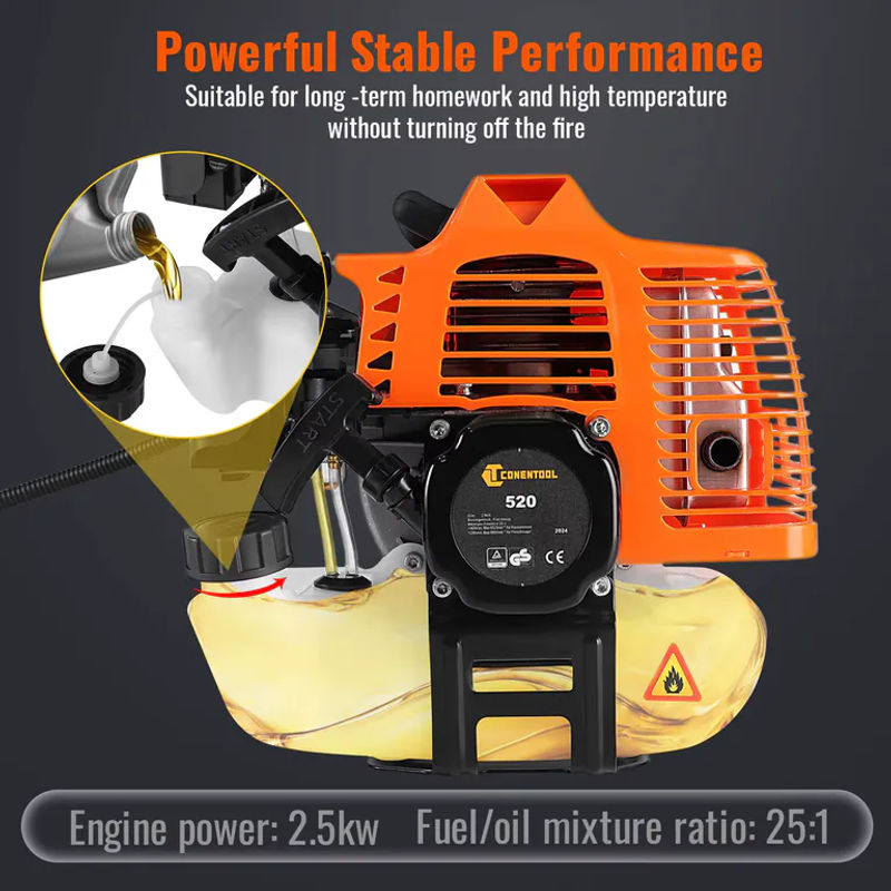 CONENTOOL 3-in-1 Benzin-Rasenmäher und Multifunktions-Freischneider mit 52cc 2-Takt Motor, 2500W, Orange - Bild 3