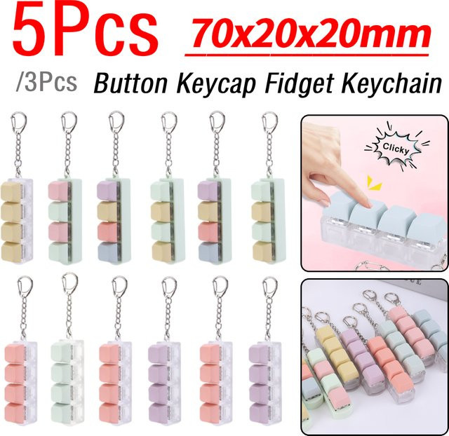 LAIMANEI Tastatur-Tastenkappen Fidget-Schlüsselanhänger in Gelb, 3 oder 5 Stück Set mit 4 Tasten als DIY-Dekompression und mechanisches Tastenkappen-Accessoire - Bild 1