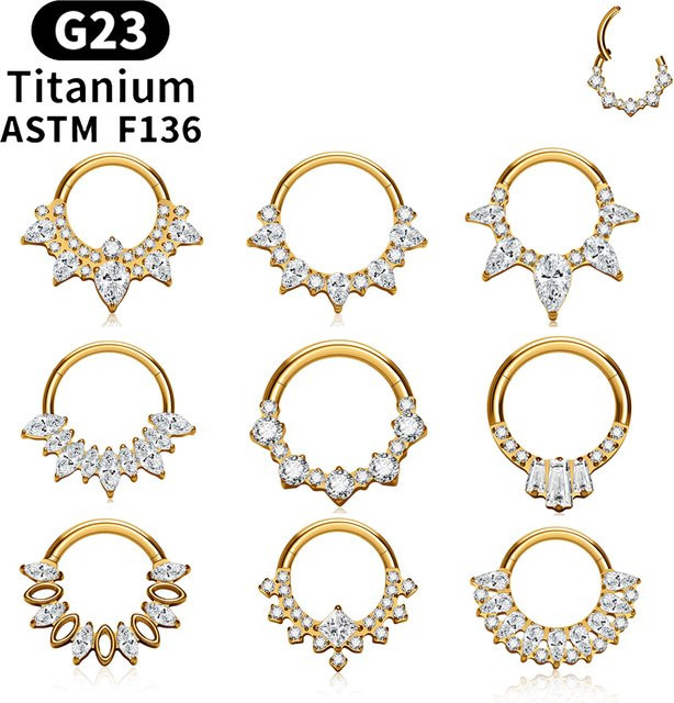 UHERA Nasenring Titan, Zirkonia, Gold, Unisex - Bild 1