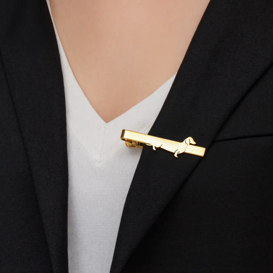 Cazador Krawattenklammer Dackel, Edelstahl, Gold, Unisex - Bild 2