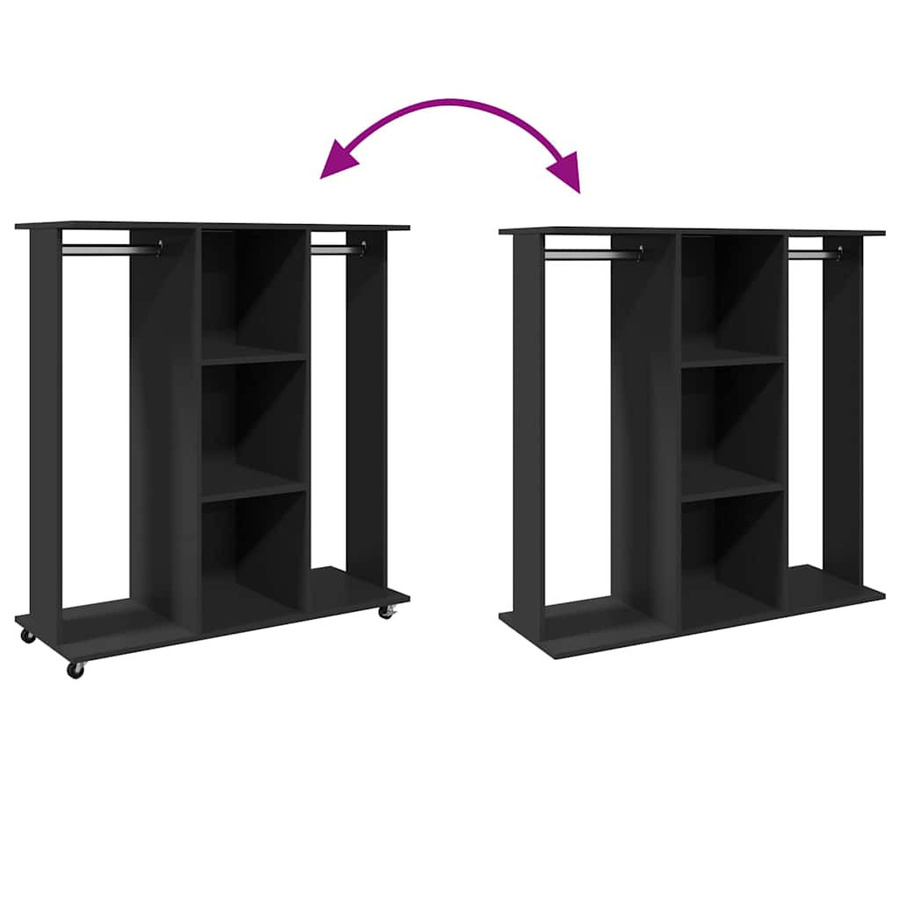 Vidaxl Rollgarderobe Schwarz Modern B/T/H: 102 x 38 x 110 cm - Bild 3