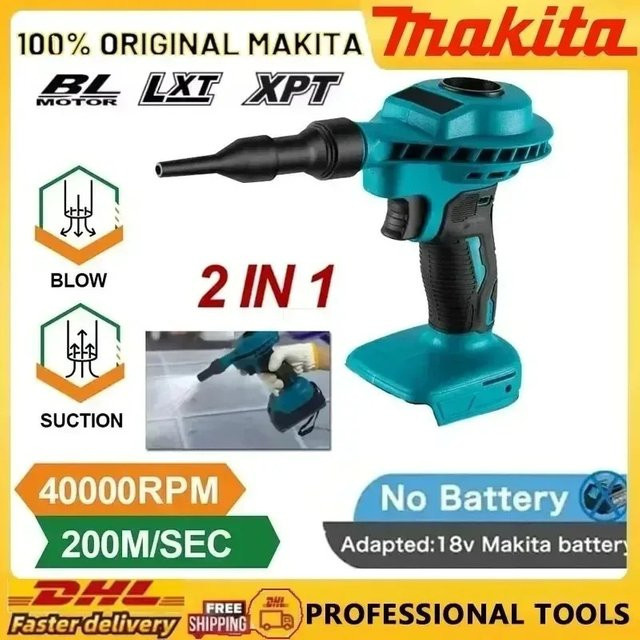 Makita 2-in-1 Akku-Luftstaubmaschine mit Staubsauger- und Kompressorfunktion für die effiziente Reinigung von Computern und Elektronik, kompatibel mit Makita-Akkus - Bild 1