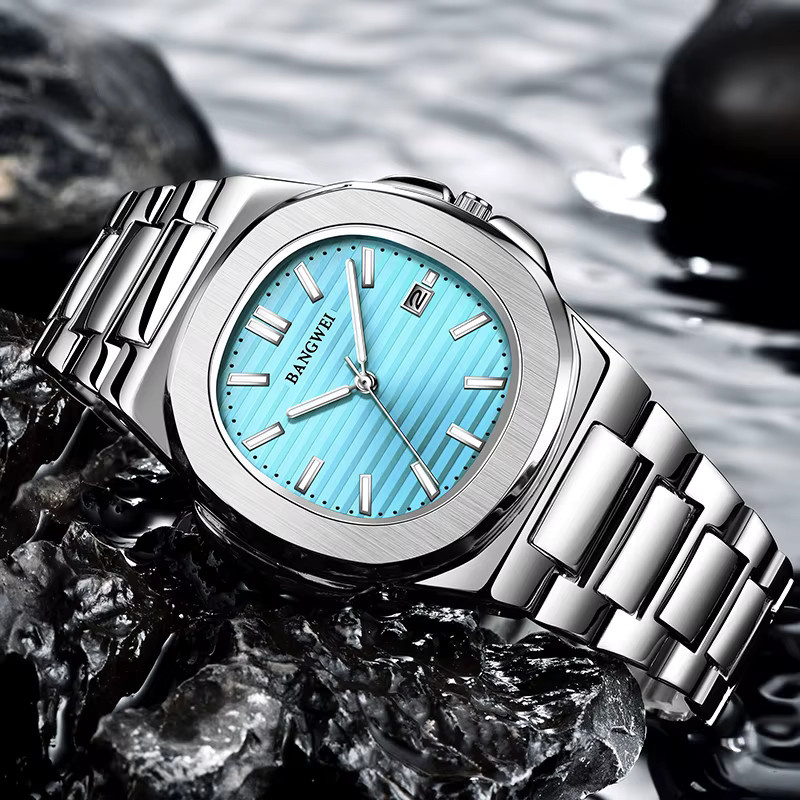 LIGE Armbanduhr Edelstahl, Quarz, Blau, Silber, Herren - Bild 2
