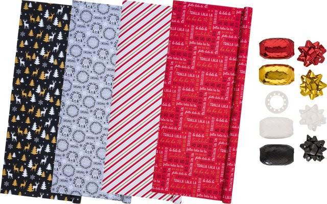 CRELANDO Geschenkpapier-Set in Gold, Silber und Weiß - Bild 1