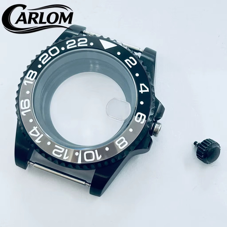 Carloms Uhrengehäuse, 40mm, Keramik-Aluminium-Lünette, Schwarz - Bild 2