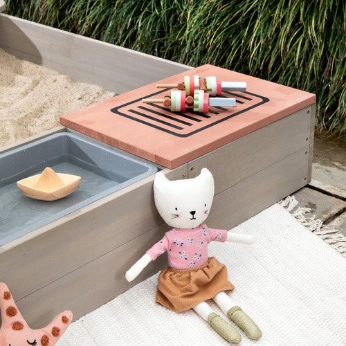 Muddy Buddy Sandkasten Wild Bear aus Massivholz in Warmgrau und Puderrosa, B/H/T: 120 x 120 x 20 cm - Bild 4