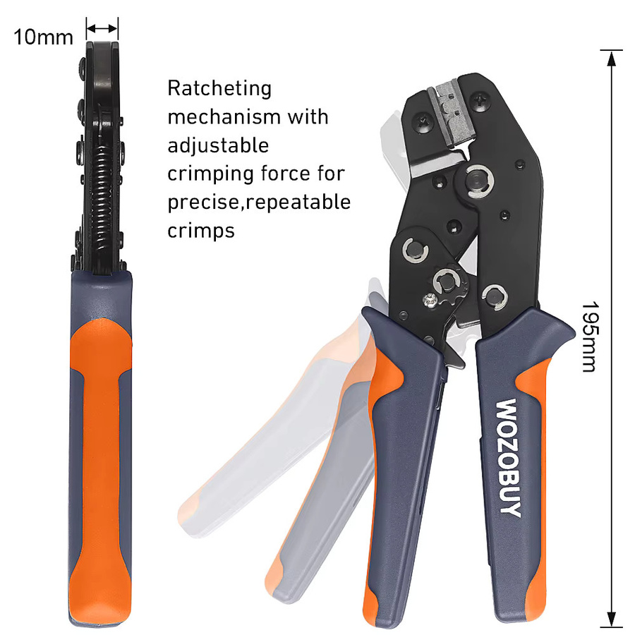 WOZOBUY SN-01BM Crimpzange Set für Kappen, Koaxialkabel und Terminals mit Ratsche für Auto-Stecker und Draht - Bild 2