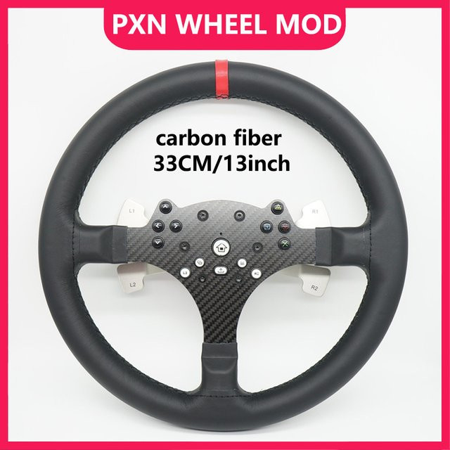 SIMPUSH Rundlenkrad für Rally Sim Racing, 13 Zoll, Schwarz, kompatibel mit PXN V10 und V10 PRO - Bild 1