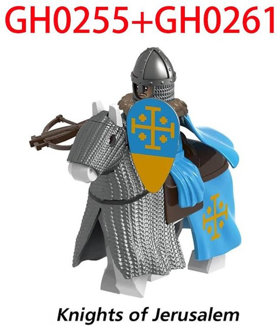 Mittelalterlicher Kreuzritter Heiliges Grab Krankenhaus Soldat Figur, Baustein Spielzeug, ab 14 Jahre - Bild 1