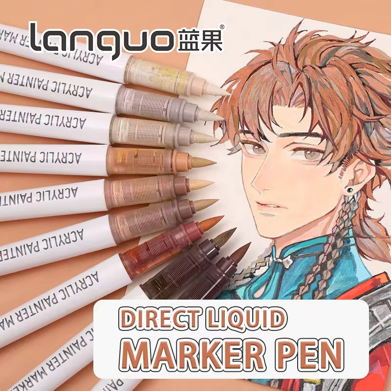 Languo 9-teiliges Set Acrylmarker mit weichen Pinselspitzen in Multicolour für DIY Handzeichnungen, Graffiti und Kunstprojekte - Bild 2
