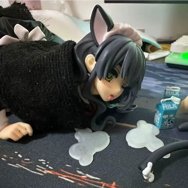 Bandai Milk Cat-Figur im Liegen, Set, Weiß, Bunt / Mehrfarbig, Kunststoff - Bild 4