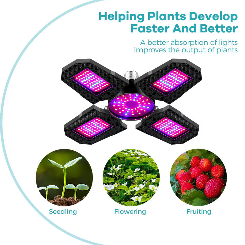 Faltbare 150 W LED-Wachstumslicht Vollspektrum-Pflanzenlampe mit E27-Sockel in Schwarz für Hydrokultur, Blüten und Gemüse - Bild 2