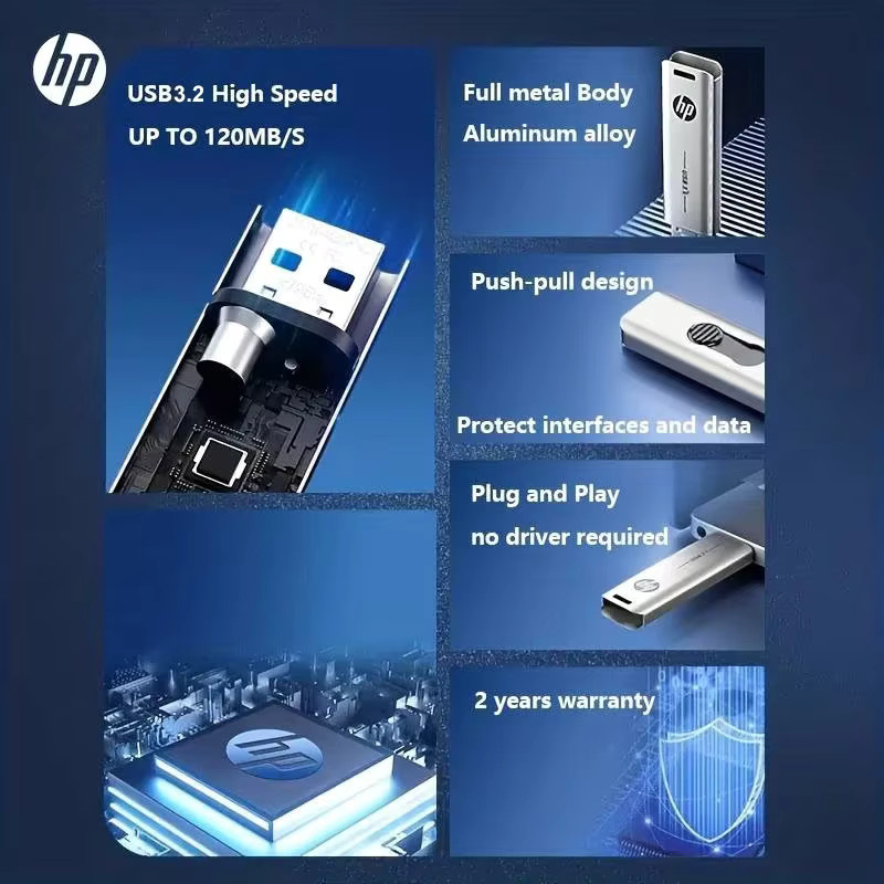 HP USB 3.2 Flash-Laufwerk Externer Speicher Metall-Stick Silber 256 GB - Bild 4