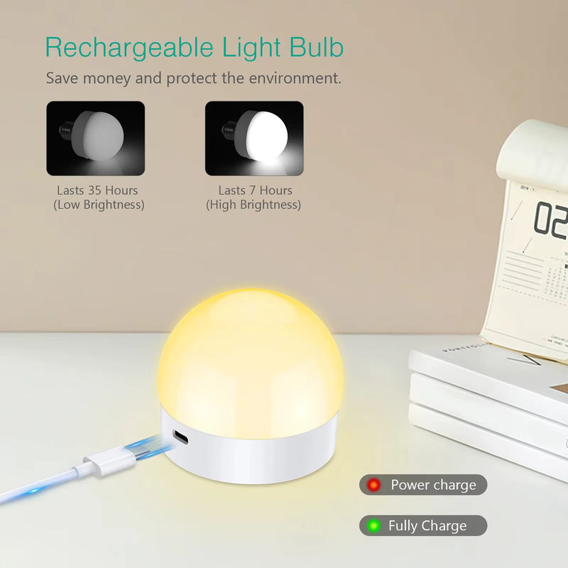 HPH RGB LED-Nachtlicht mit Fernbedienung, wiederaufladbare E27 Glühbirne für USB-Anschluss, Multicolor und Weiß - Bild 5