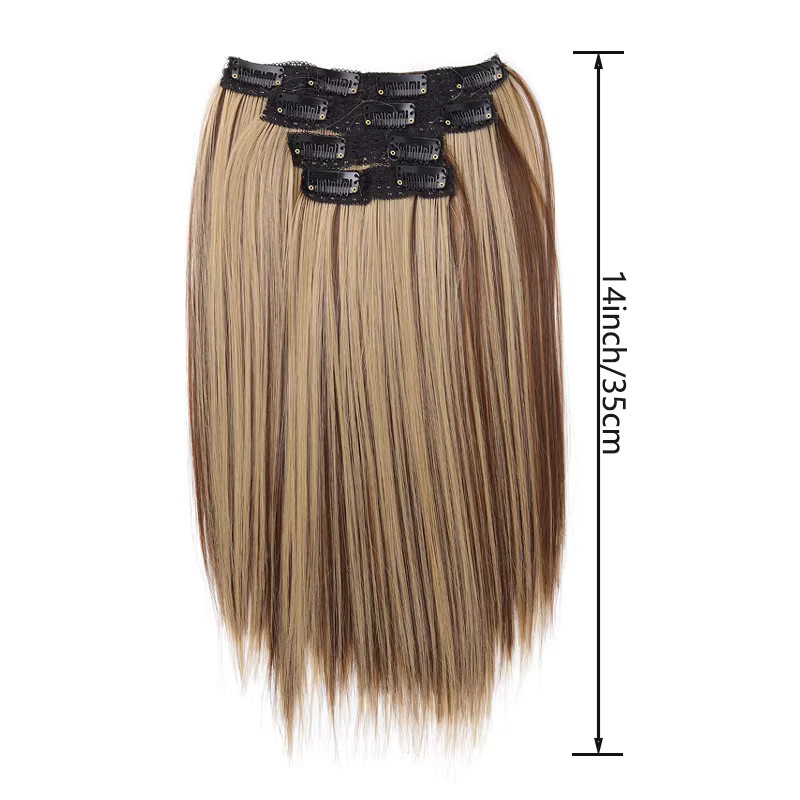 AOOSOO HAIR Synthetische Perücke, 4-teiliges Set, 14 Zoll, Clip-in-Haarverlängerungen, Damen - Bild 2