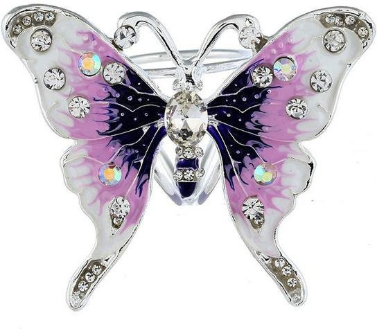 YIRAN Jewelry Brosche Schmetterling, Silber, Kristall, violett, Damen - Bild 1