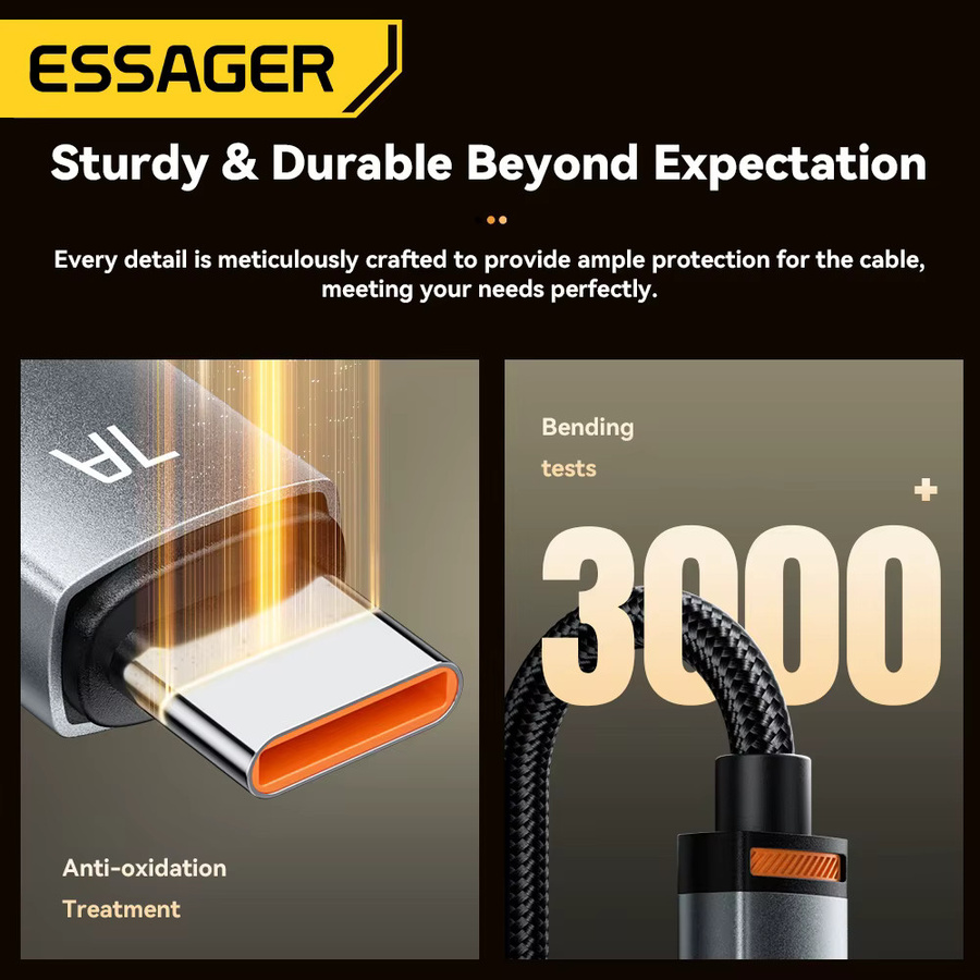 Essager 2 in 1 USB Typ C Schnellladegerät und Datenkabel mit 100W in Schwarz - Bild 6