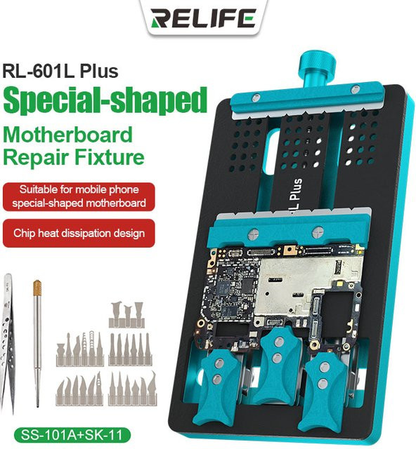RELIFE RL-601L PLUS Universal Doppel-Slot Motherboard Halterung für IC Chip BGA PCB Reparatur Werkzeug - Bild 1