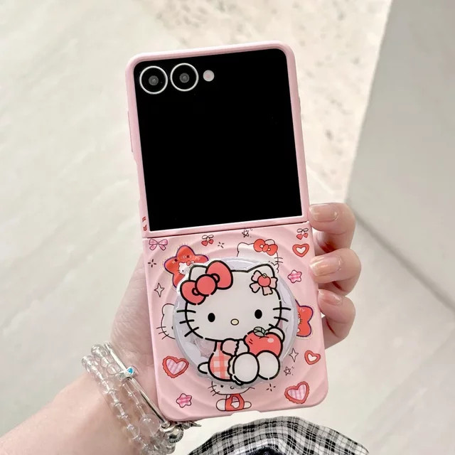 Sanrio Hello Kitty Handyhülle mit Magnetgriffhalter und MagSafe Wireless Charging für Samsung Galaxy Z Flip 7 6 5 4 in Pink - Bild 1