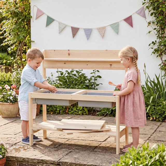 Roba Outdoor Kinderküche FUN aus Naturholz mit Spielwanne - Bild 1