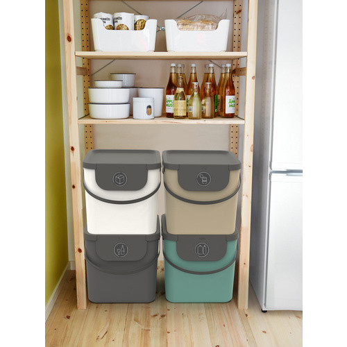 Rotho Müllsystem Albula mit Klappdeckel, Weiß, Volumen: 40 l - Bild 2