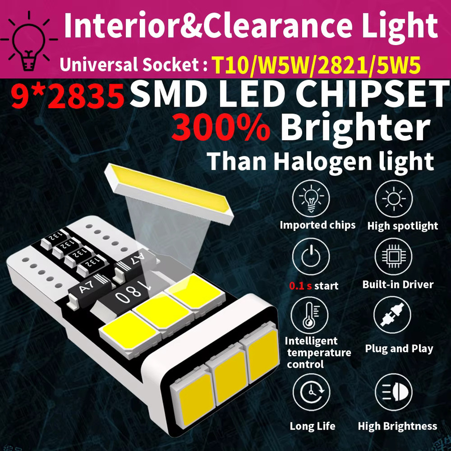 Neallor 10er Set W5W LED T10 Auto-Leuchtmittel in Cool White 6000K für Kennzeichen, Dome und DRL, 12V - Bild 3