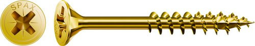 Spax Senkkopfschraube aus Stahl in Gold, Durchmesser: 4,5 mm, Länge: 80 mm, 125 Stück - Bild 1