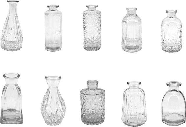 Relaxdays Dekovasen aus Glas in Transparent im 10er Set im Vintage-Stil - Bild 1